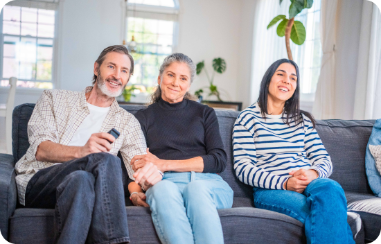 Family sitting on the couch