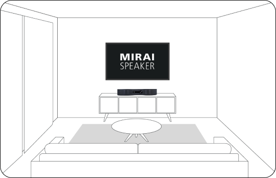 Illustration of Mirai Speaker in small room