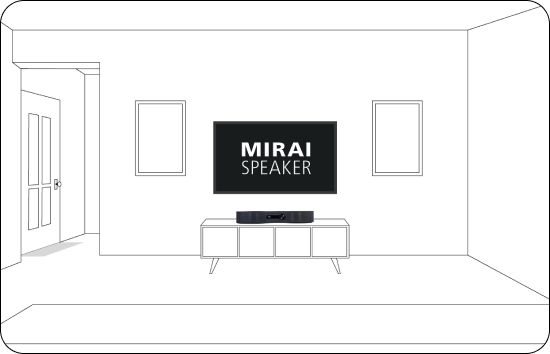 Illustration of Mirai Speaker in wide room